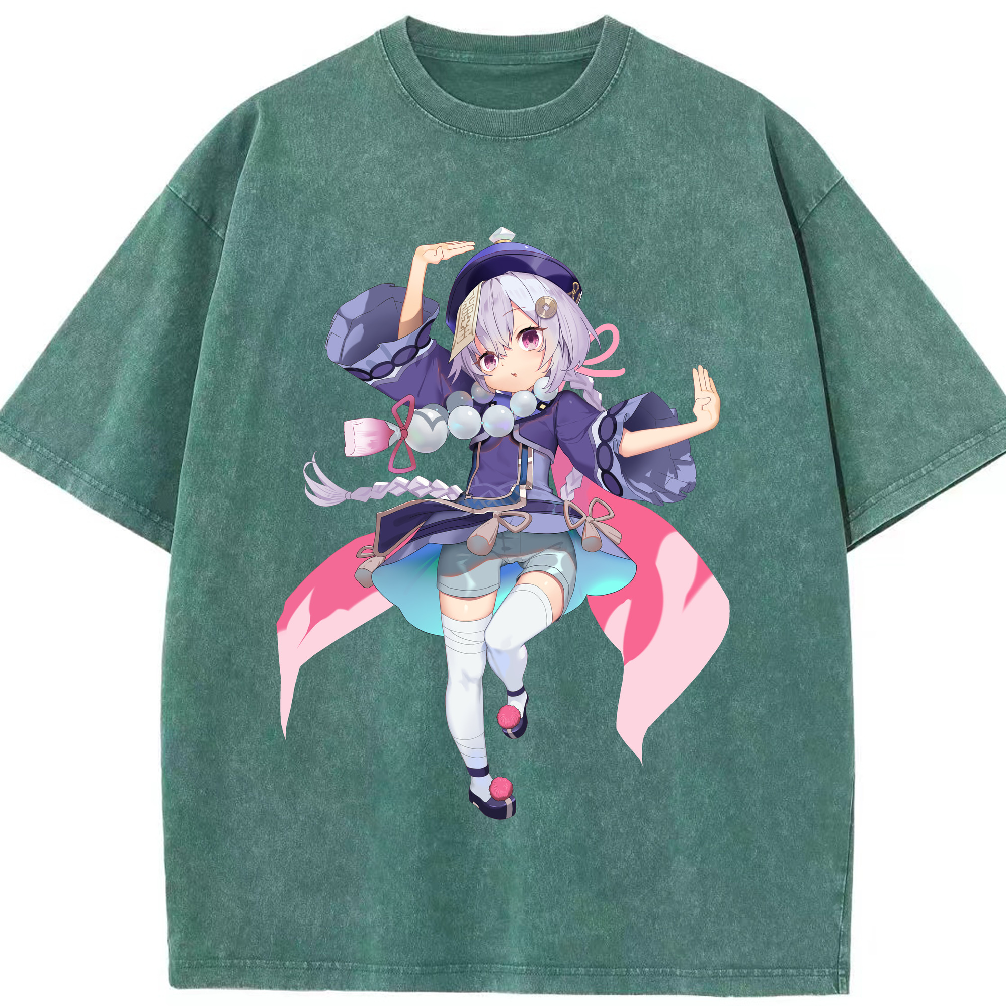 げんし神 七七 なな  genshin Nana 綿100% ヴィンテージ風 半袖Tシャツ（フロントプリント）